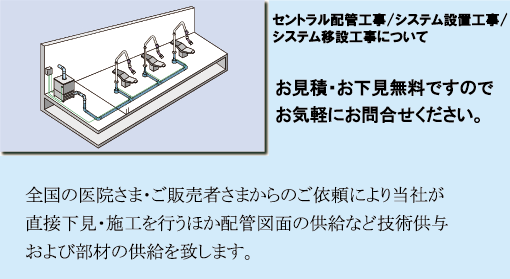 セントラル配管工事 システム移設工事についてお見積もり無料です